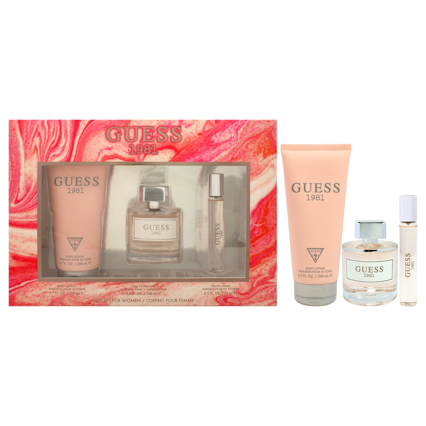Guess 1981 by Guess for Women 3 Pc Gift Set 3.4oz EDT Spray, 0.5oz EDT Spray, 6.7oz Body Lotion