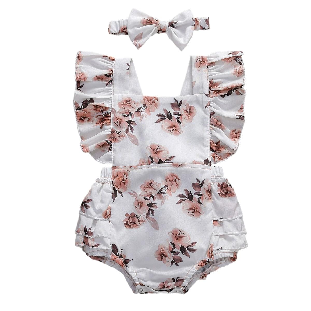 Floral Cotton Romper Set with Headband