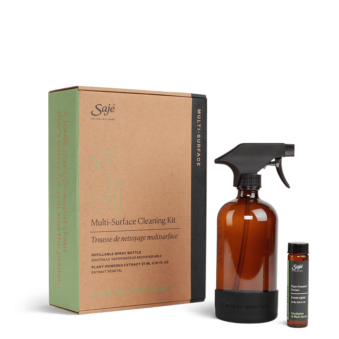 Saje Multi-Surface Cleaning Kit Spruce Plant Based Extract Bottle 16.9 fl.oz NEW