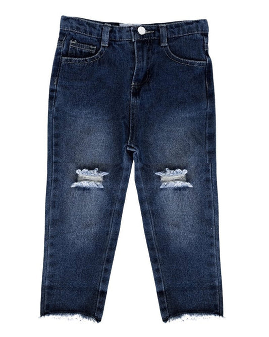 Bailey's Blossoms Dove Boyfriend Jeans- Dark Wash